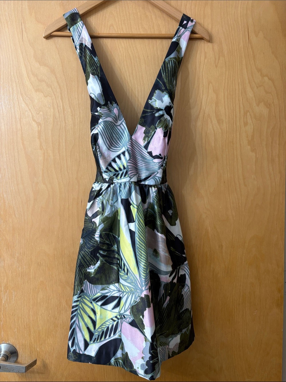 Romeo & Juliet Couture Floral Print Mini Dress in Black, Pink, Green